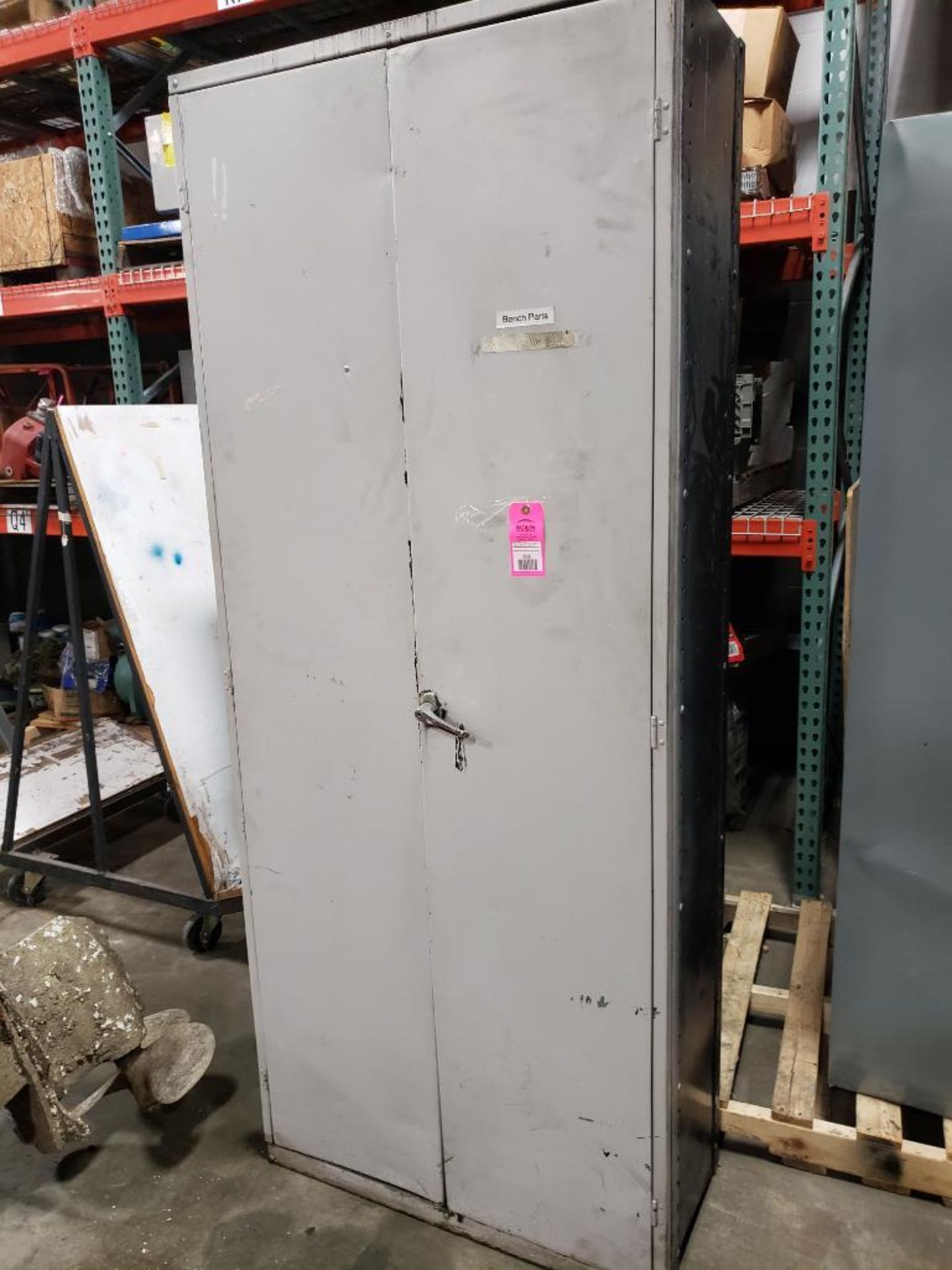 36x17x88 WxDxH metal, shop storage cabinet.