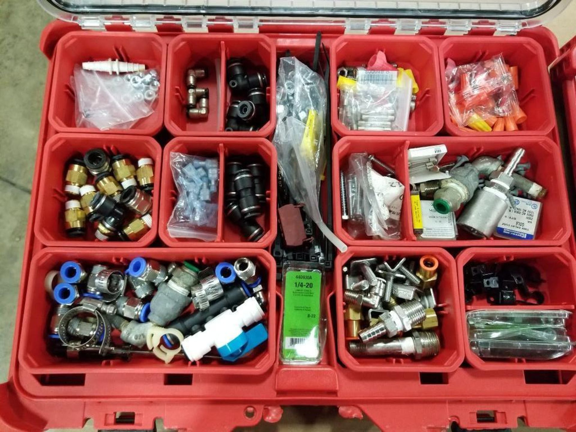 Qty 2 - Storage case with replacement air line/pneumatic fittings, cylinders. - Image 21 of 30