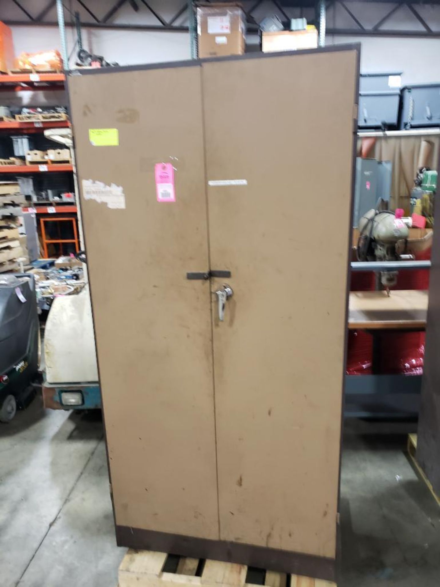 38x18x76 WxDxH metal, shop storage cabinet.