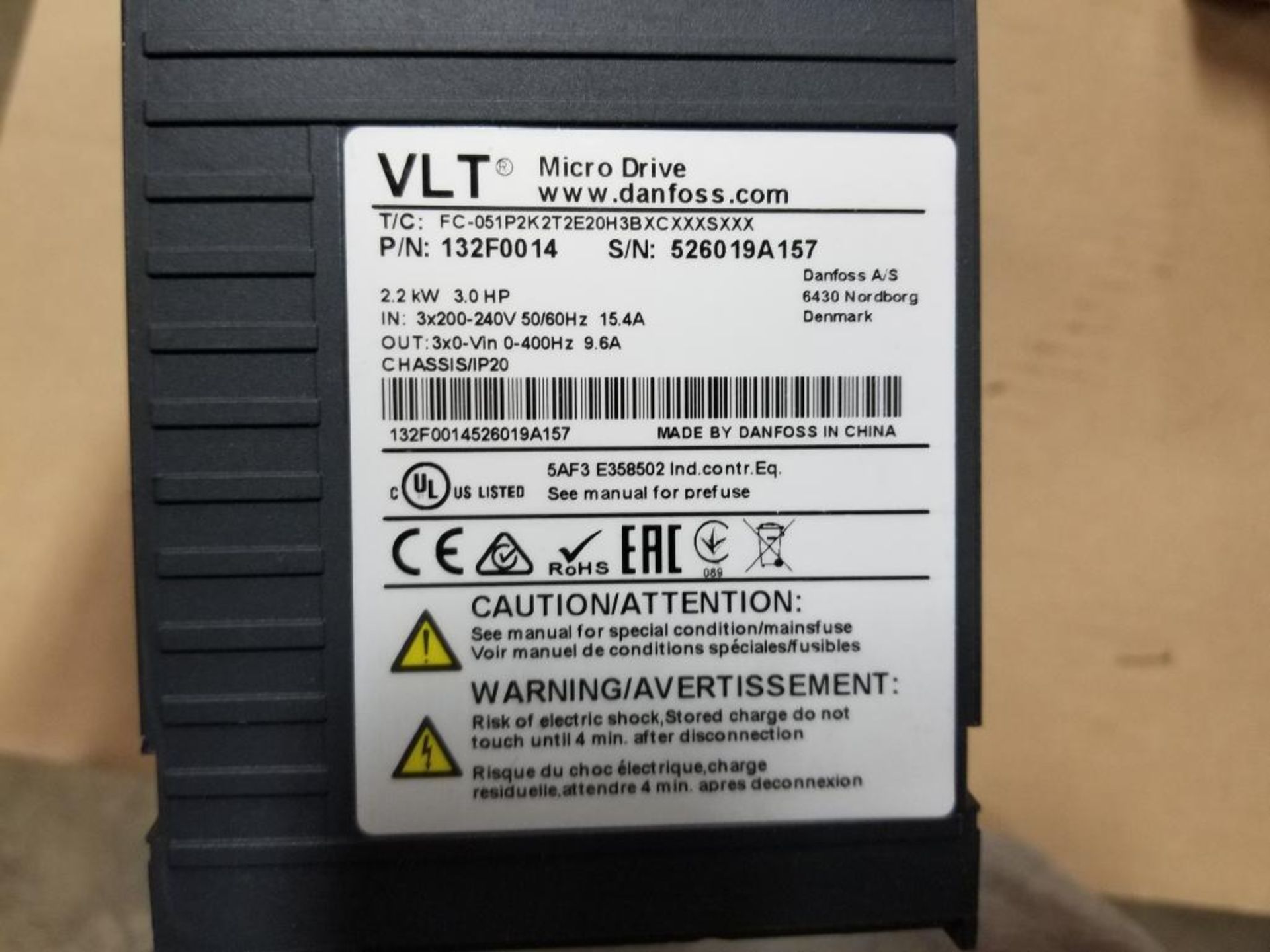 Danfoss VLT Micro Drive 132F0014. 2.2kW 3.0HP. - Image 4 of 4