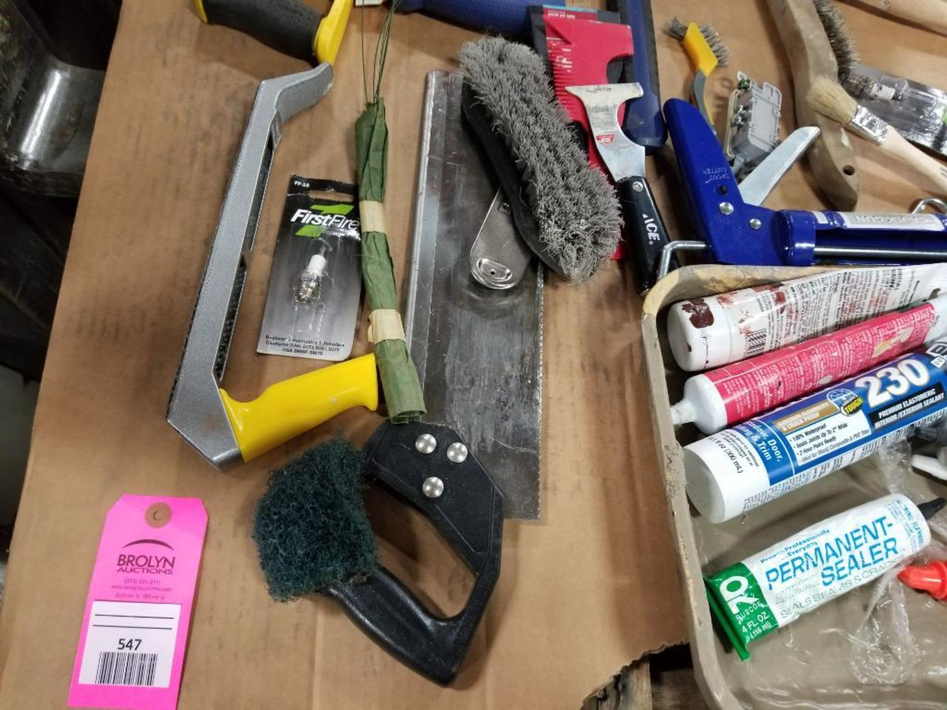 Pallet of assorted tools. Sander, saws, paint equipment, tape rolls. - Image 4 of 24