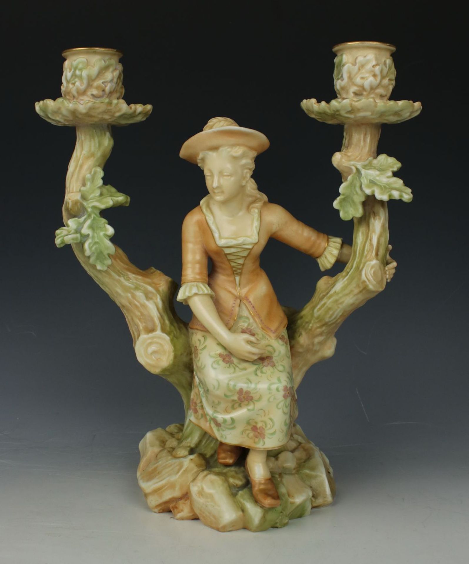 19C Royal Worcester figurine "Candle Holder with Sitting Woman"