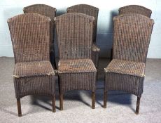 A set of six wicker Colonial style dining chairs, with chocolate brown finish (6)