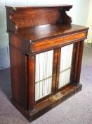 A George IV rosewood chiffonier, circa 1825, the rectangular top with galleried back over a single