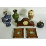 An assortment of ceramics and other ephemera, including a Japanese baluster vase, a waisted