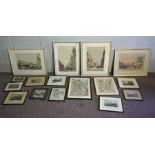 A group of 19th century coloured engravings, including townscapes and other similar prints (a lot)