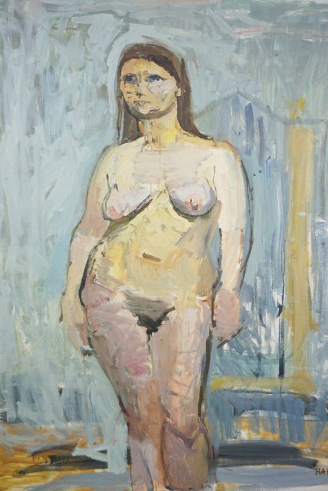 Earl Haig, OBE, KStJ, DL,FRSA, Scottish, (1918-2009),  Nude Against a Grey Wall,  Oil on Canvas,