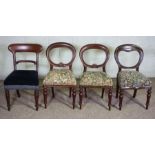 Four assorted Victorian mahogany dining chairs, including three ballon backed chairs (4)