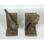 A pair of modern resin bookends, in the form of golden pheasants, 22cm high