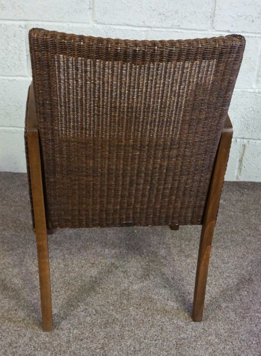 A pair of Loom rattan Colonial style armchairs, with bucket seats and a brown finish (2)Condition - Image 3 of 5