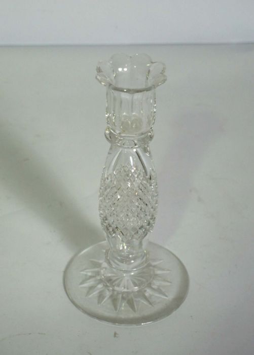 An assortment of table glassware, including a crystal glass covered table lamp, a candlestick, - Image 6 of 8