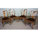 A set of four Queen Anne Style dining chairs, 20th century, with drop in seats, and vase splats (4)