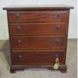 A small George III style chest of drawers, early 20th century, with boxwood stringing and four