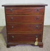 A small George III style chest of drawers, early 20th century, with boxwood stringing and four