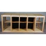 A large shop display counter, with multiple niches and down lights and removable trays, 90cm high,