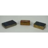 Three polished agate boxes, including one with gilt metal sides (3)