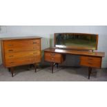 A stylish 1970’s bedroom dressing table and matching chest of drawers, in the manner of G-Plan,