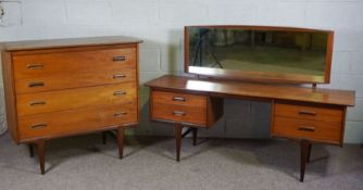 A stylish 1970’s bedroom dressing table and matching chest of drawers, in the manner of G-Plan,