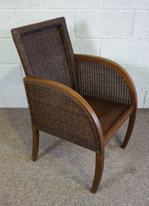 A pair of Loom rattan Colonial style armchairs, with bucket seats and a brown finish (2)Condition - Image 2 of 5
