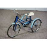 A child’s Raleigh ‘Winkie’’ Trycycle, in two tone blue, circa 1950-70, 102cm longCondition