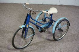 A child’s Raleigh ‘Winkie’’ Trycycle, in two tone blue, circa 1950-70, 102cm longCondition