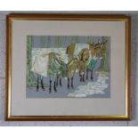 Rosalind Baldwin, 20th century British, Patient Donkeys,  acrylic, signed LL: Rosalind Baldwin,