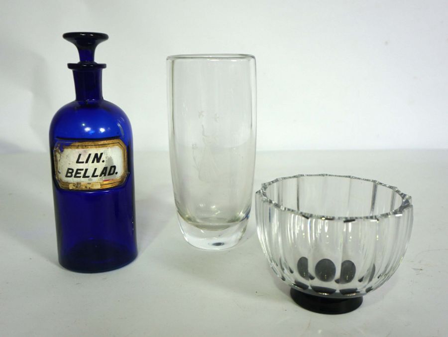 An assortment of coloured glass ware, including a Mdina globular blue glass vase, a pair of blue - Image 6 of 9
