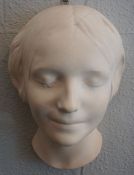 A Parian bust of ‘The Seine Wall Mask’ or L’Inconnue de la Seine, unsigned, 29cm height, circa 1900,