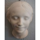 A Parian bust of ‘The Seine Wall Mask’ or L’Inconnue de la Seine, unsigned, 29cm height, circa 1900,