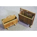 Two joined oak magazine stands, each with panelled sides, 20th century, one 40cm high, 45cm wide,