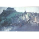 After John Piper, a coloured print of Edinburgh Castle, and another similar, together with four