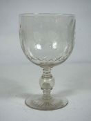 A large Victorian glass presentation goblet, circa 1880, engraved with presentation inscription from