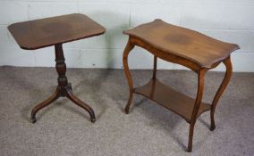 A small mahogany snap top occasional table, 19th century, with rounded rectangular top and turned