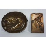 Maurice Osmond, French (1875 - ?),  An Art Deco Bronze Dish, depicting Pan and Syrinx, on a Lily