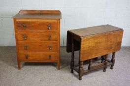 An oak gateleg table, 20th century,74cm high, 106cm wide (open); together with a small oak four