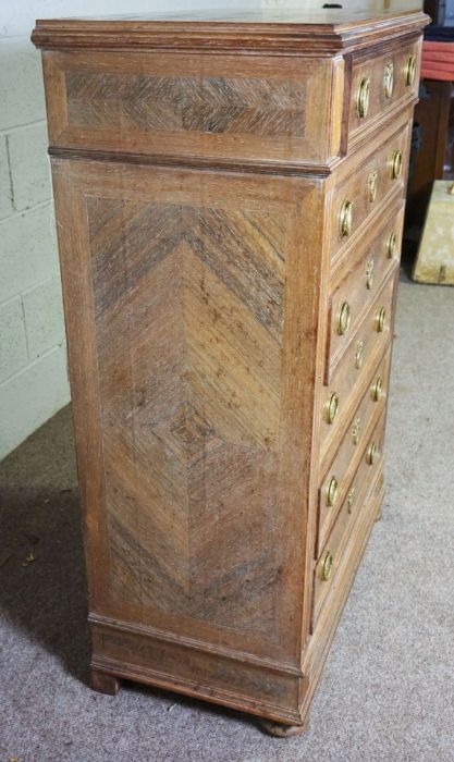 A Louis XVI style walnut chest of drawers, with a moulded top over six drawers, 120cm high, 80cm - Image 3 of 6