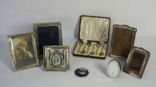 A group of six assorted silver and white metal mounted photograph frames, mainly early 20th century;