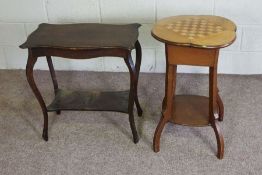 A small Games occasional table, with chequer board top, 77cm high; together with another