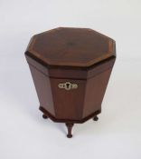 An unusual mahogany tea caddy, 19th century, in the form of a miniature George III style cellarette,