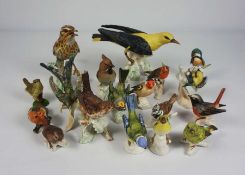 A group of assorted Goebel figures of birds, including a Golden Oriole, Thrush, Blue Tit, Kingfisher