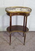 A Louis XV style etageré, early 20th century, by Edwards & Roberts, the kidney shaped marble top