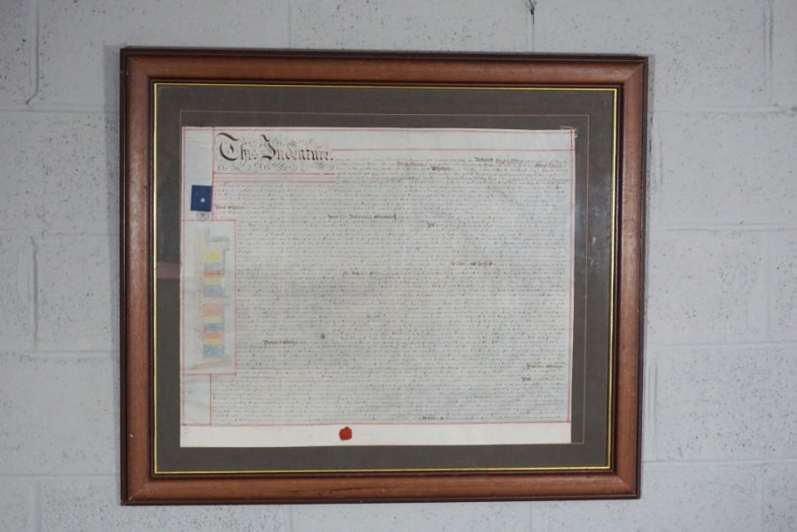 A framed Victorian Indenture manuscript, dated 1861 between two Northumberland Blacksmiths, 57cm x - Image 2 of 3
