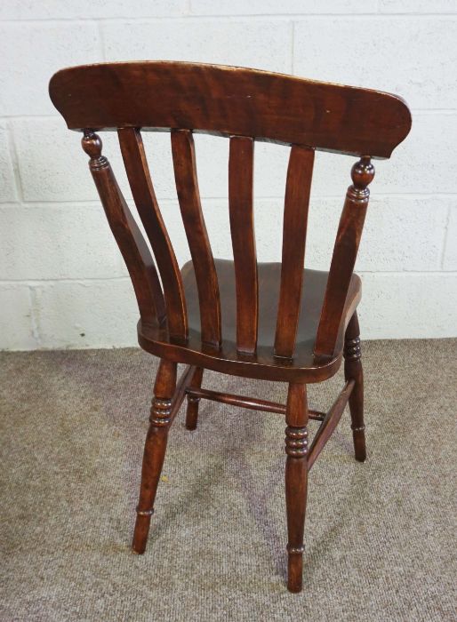 Four provincial ash framed kitchen chairs, 19th century, with bow crest rail, stick backs and - Image 3 of 4