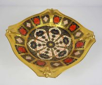 A Royal Crown Derby English Imari pattern comport, numbered 1128, 20th century, the square dish