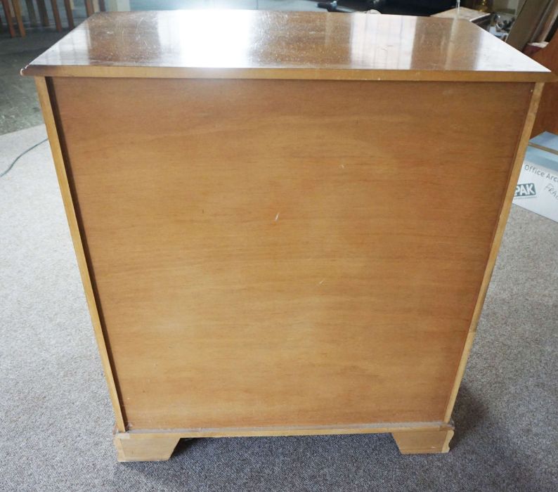 A modern yew wood veneered bow front chest of drawers, 108cm high, 91cm wide - Image 2 of 2