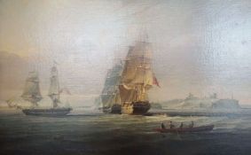 George Chambers I, British (1803 - 1840), Shipping off Tynemouth,  oil on canvas, signed and dated