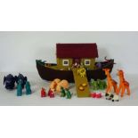 A splendid felt Noah’s Ark, handmade, circa 1973, Jedburgh, including a wild assortment of animals