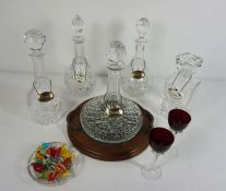 A large assortment of table glassware, including a set of Brierley Bruce drinking glasses, also a