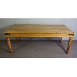 A Continental refectory dining table, possibly olive wood, Modern, with a moulded rectangular top