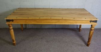 A Continental refectory dining table, possibly olive wood, Modern, with a moulded rectangular top